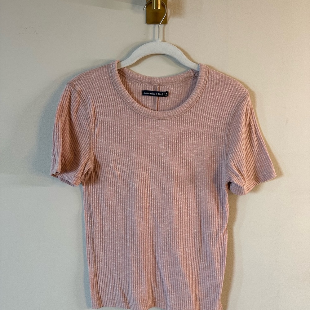 Abercrombie Light Pink Ribbed Tee